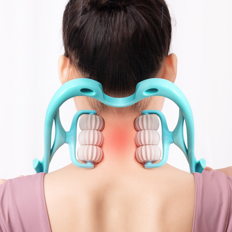 Manual Six-Wheel Neck Massager Roller for Pain & Stress Relief