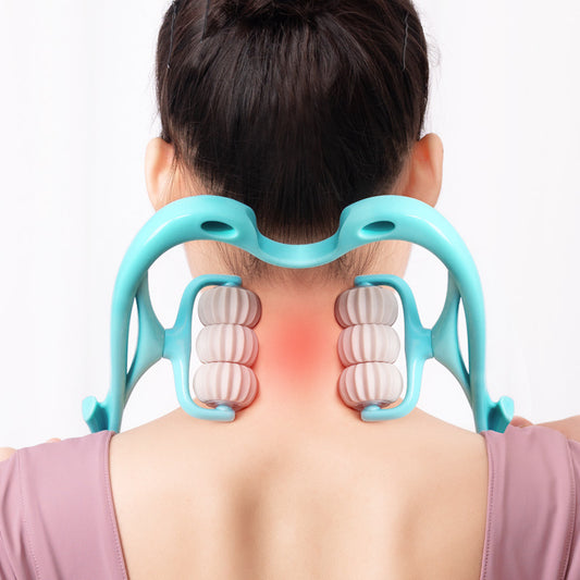 Manual Six-Wheel Neck Massager Roller for Pain & Stress Relief