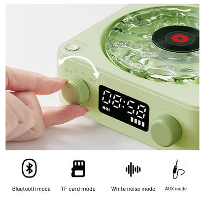 Retro Turntable Speaker with Bluetooth, Stereo Sound & RGB Projection Lamp