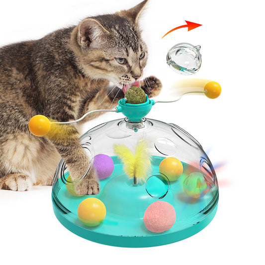 Funny Cat Toy Turntable – Luminous Ball, Catnip, Educational & Interactive