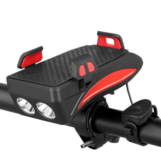 Motorcycle & Bike Phone Holder – Charging, Bell & Front Light