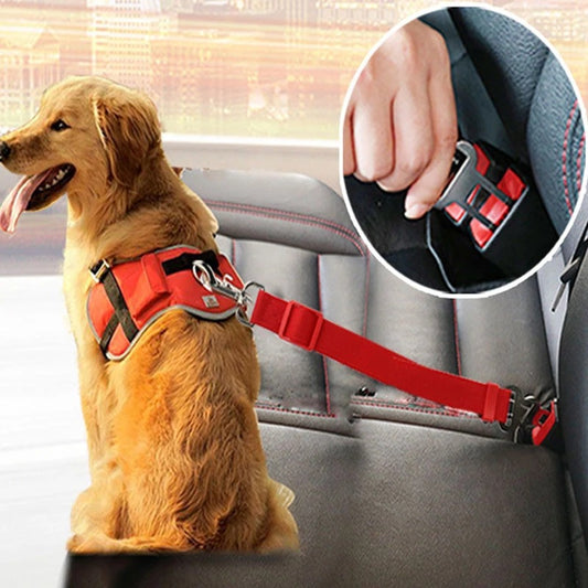 Adjustable Dog & Cat Car Seat Belt – Pet Safety Harness Lead Clip