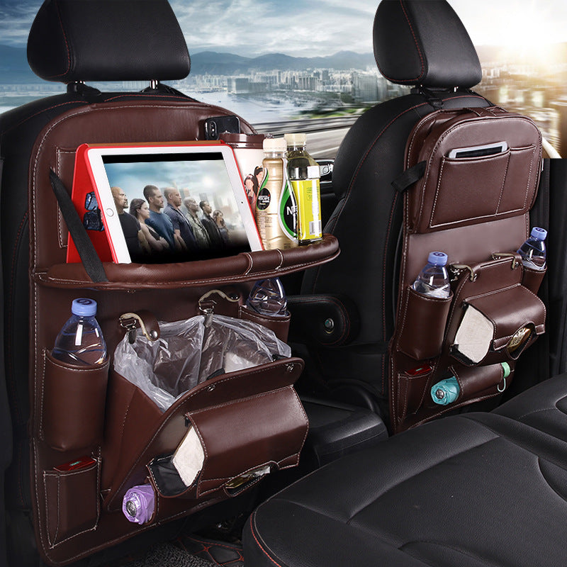 Luxury PU Leather Car Seat Back Organizer – Waterproof Storage