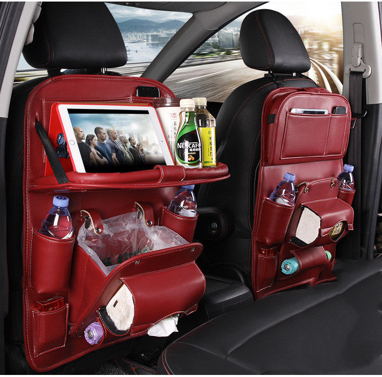 Luxury PU Leather Car Seat Back Organizer – Waterproof Storage