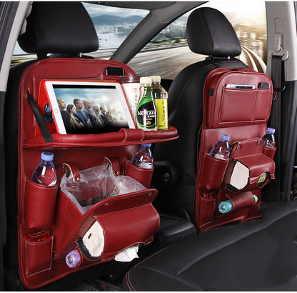Luxury PU Leather Car Seat Back Organizer – Waterproof Storage