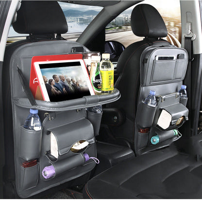 Luxury PU Leather Car Seat Back Organizer – Waterproof Storage