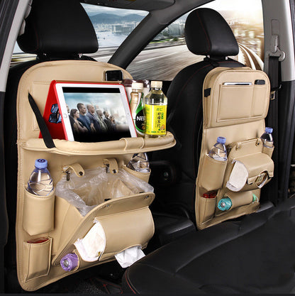 Luxury PU Leather Car Seat Back Organizer – Waterproof Storage