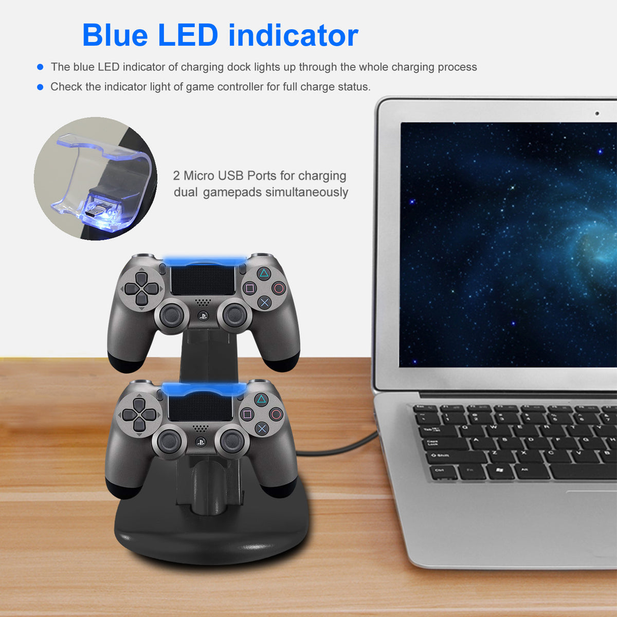 Dual Charging Dock Station for PS4 Controllers with LED Indicator