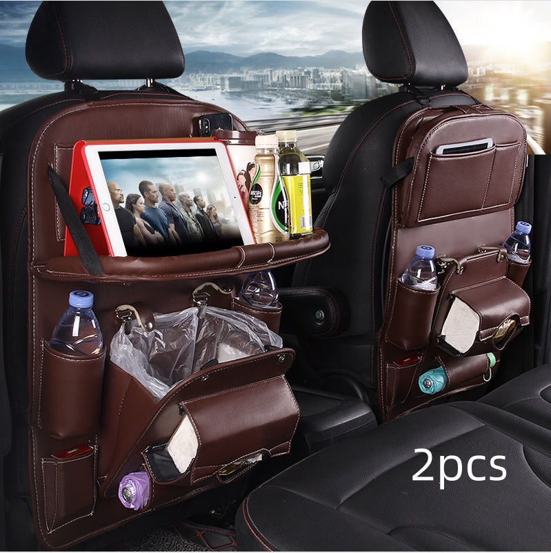 Luxury PU Leather Car Seat Back Organizer – Waterproof Storage