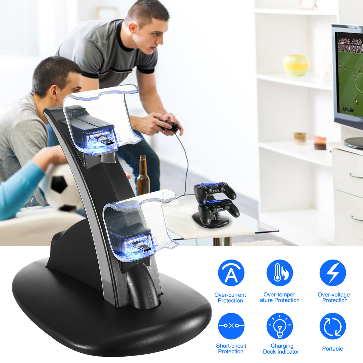Dual Charging Dock Station for PS4 Controllers with LED Indicator