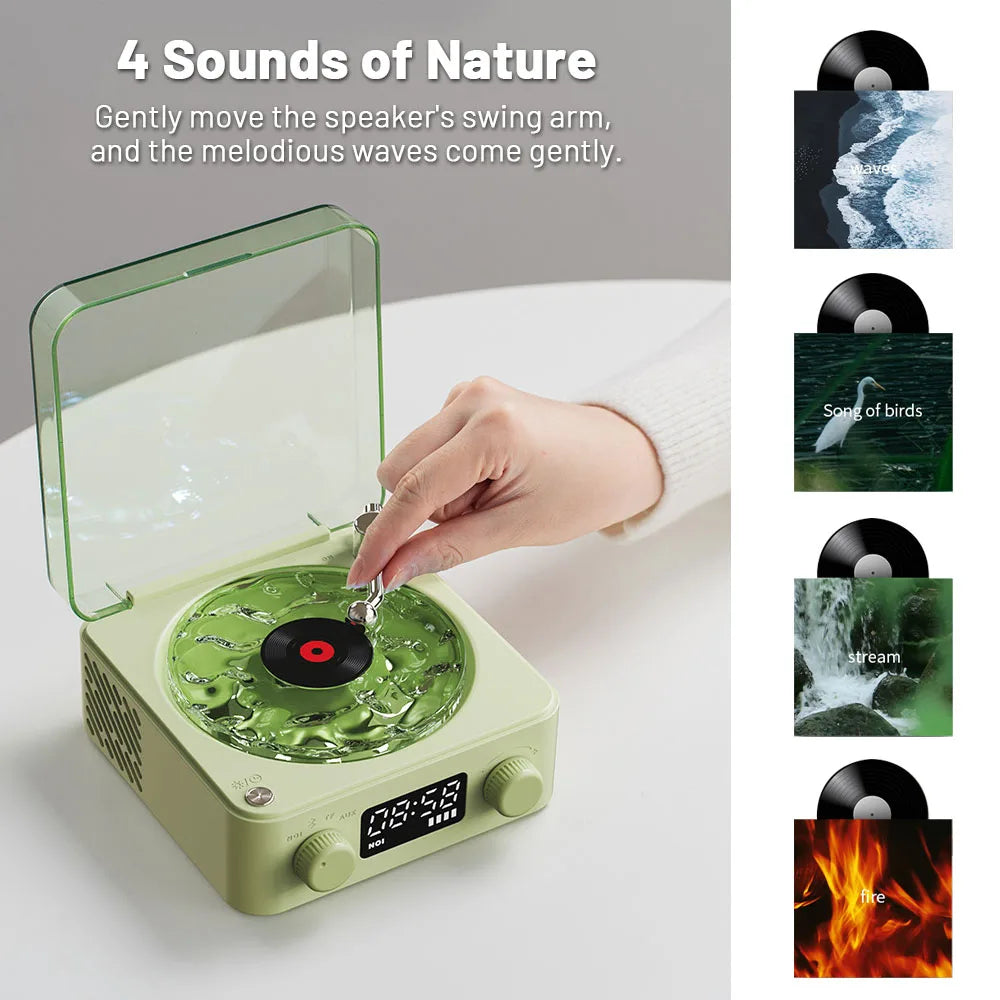 Retro Turntable Speaker with Bluetooth, Stereo Sound & RGB Projection Lamp