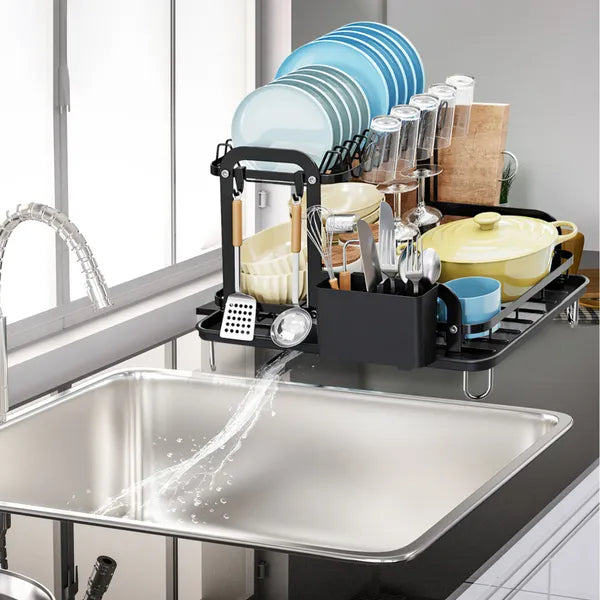 2-Tier Kitchen Dish Drying Rack with Drainboard  Space Saving & Rustproof
