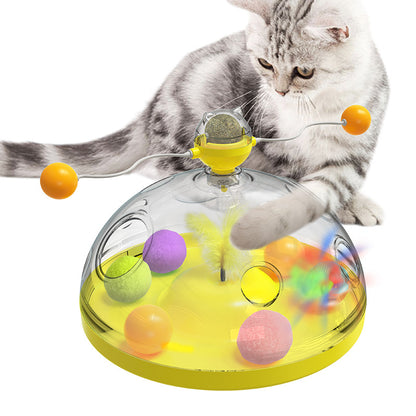 Funny Cat Toy Turntable – Luminous Ball, Catnip, Educational & Interactive