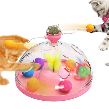 Funny Cat Toy Turntable – Luminous Ball, Catnip, Educational & Interactive