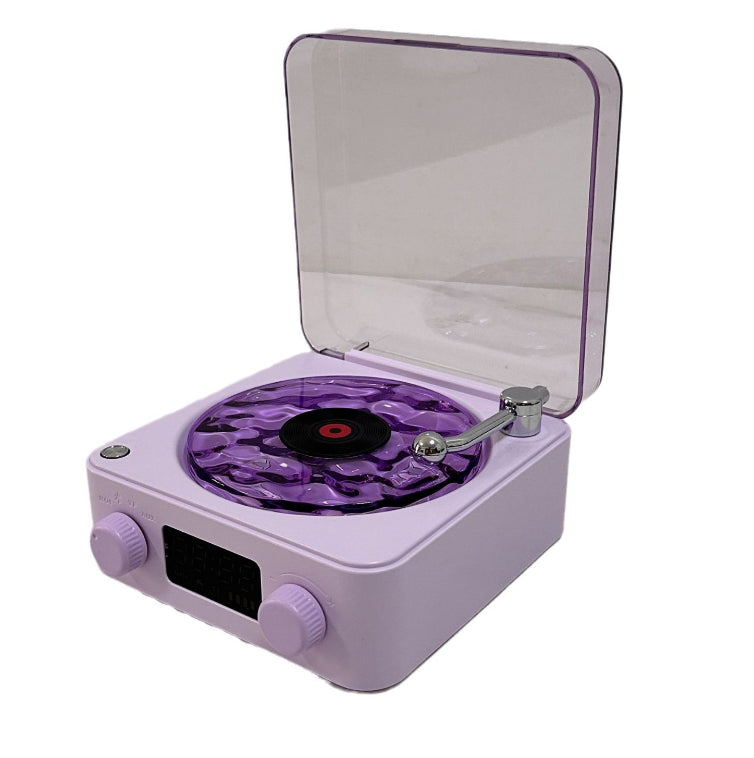 Retro Turntable Speaker with Bluetooth, Stereo Sound & RGB Projection Lamp