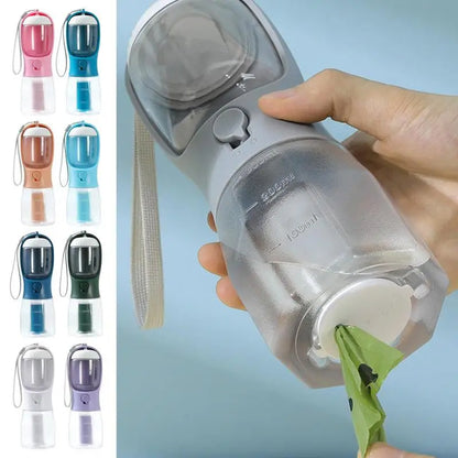 3-in-1 Portable Dog Water & Food Cup with Waste Bag Holder
