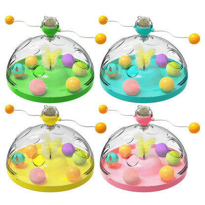 Funny Cat Toy Turntable – Luminous Ball, Catnip, Educational & Interactive