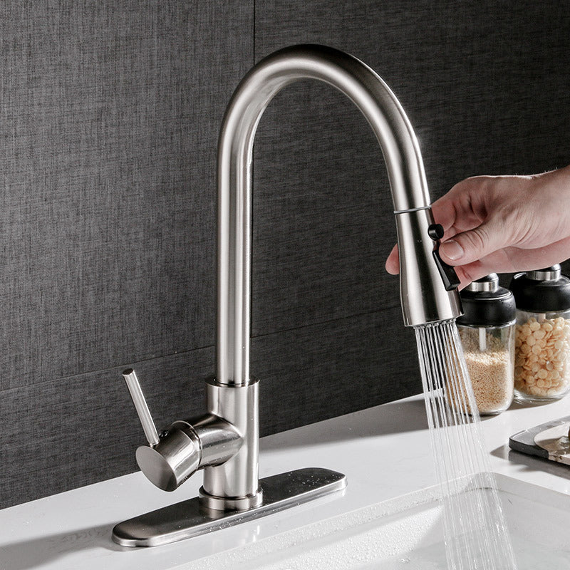 Pull Out Brushed Copper Kitchen Sink Faucet Hot & Cold