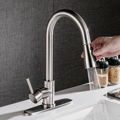 Pull Out Brushed Copper Kitchen Sink Faucet Hot & Cold