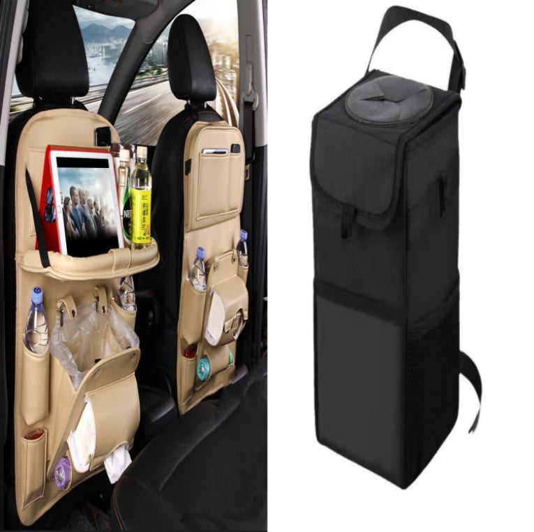 Luxury PU Leather Car Seat Back Organizer – Waterproof Storage