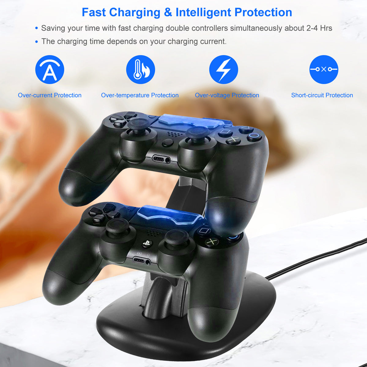 Dual Charging Dock Station for PS4 Controllers with LED Indicator