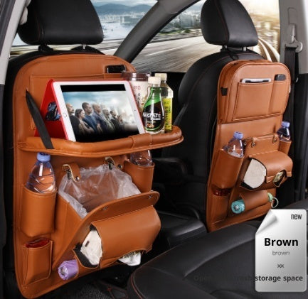 Luxury PU Leather Car Seat Back Organizer – Waterproof Storage