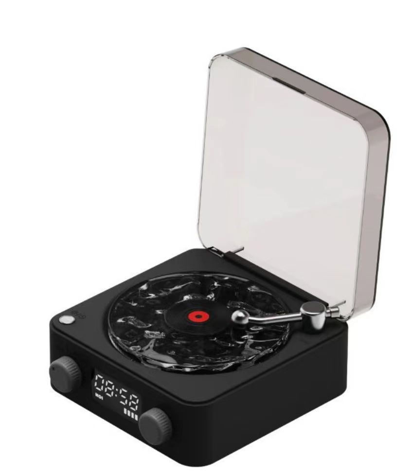Retro Turntable Speaker with Bluetooth, Stereo Sound & RGB Projection Lamp