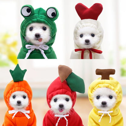 Cute Fruit Hoodie for Small Dogs – Warm Winter Fleece Pet Coat for Puppies & Cats
