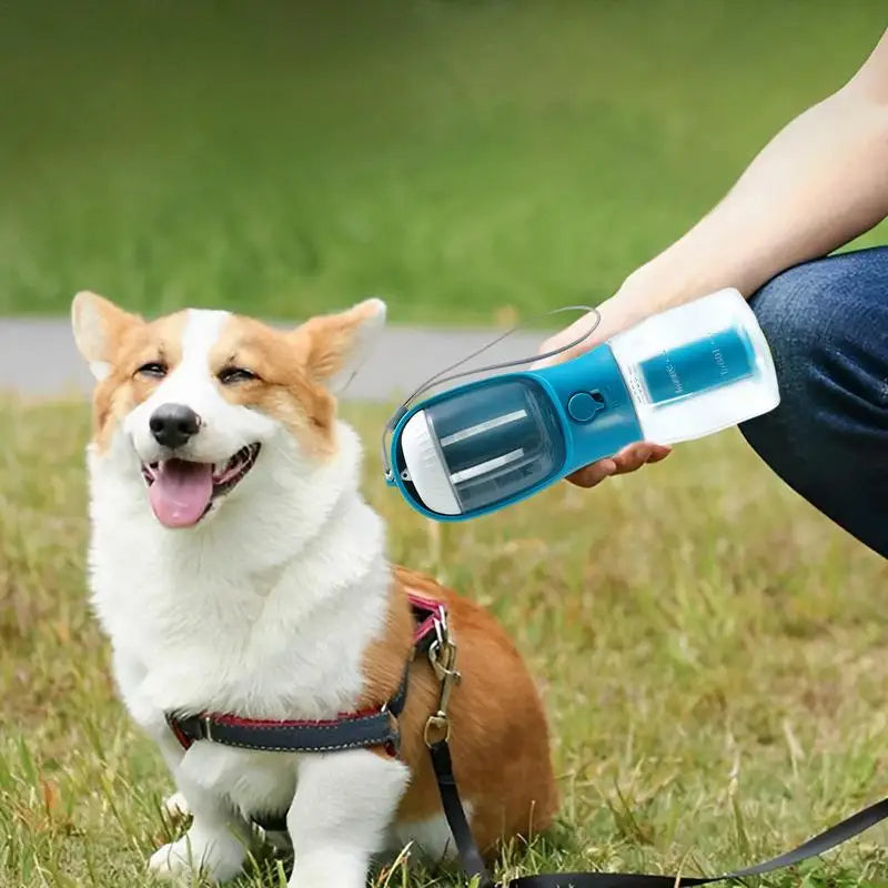 3-in-1 Portable Dog Water & Food Cup with Waste Bag Holder