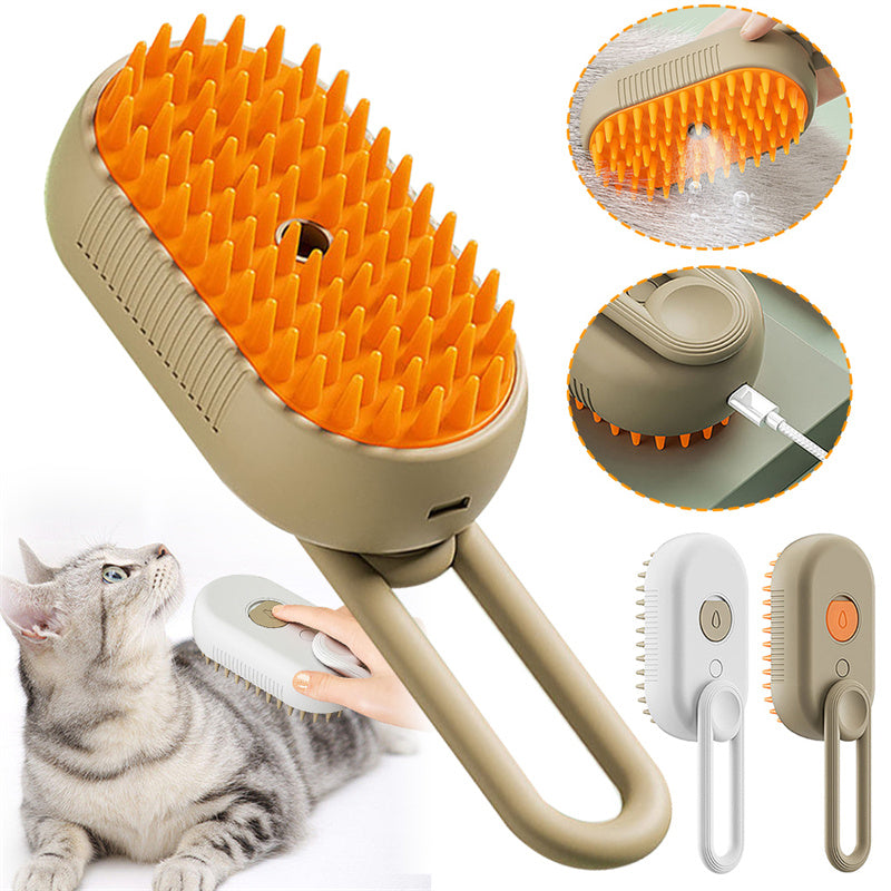 3-in-1 Electric Pet Grooming Brush  Steam Hair Removal & Massage for Cats & Dogs