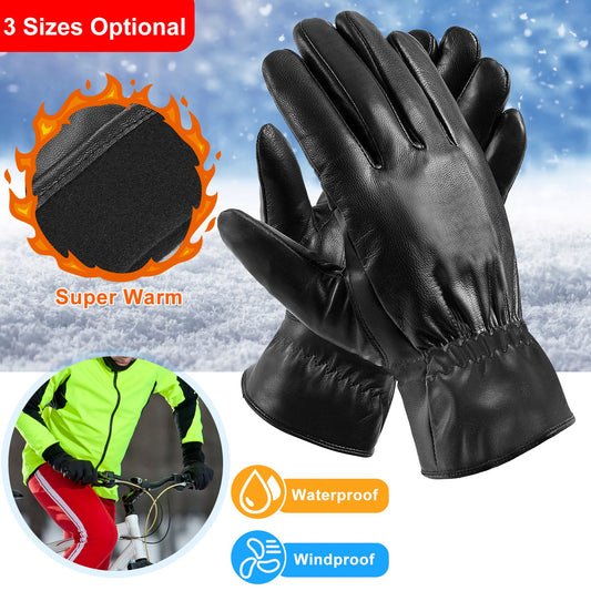 Unisex Leather Winter Gloves  Warm, Windproof for Outdoor Sports