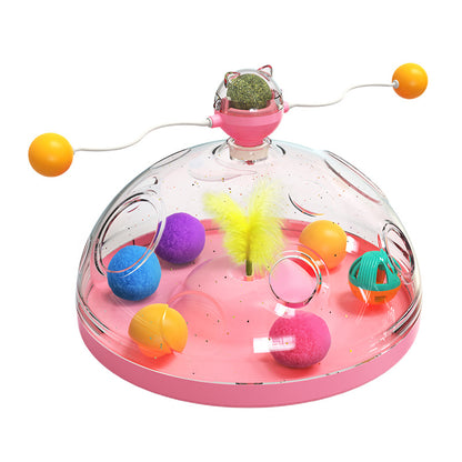 Funny Cat Toy Turntable – Luminous Ball, Catnip, Educational & Interactive