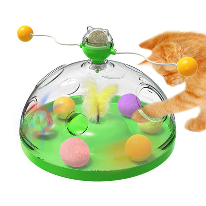 Funny Cat Toy Turntable – Luminous Ball, Catnip, Educational & Interactive