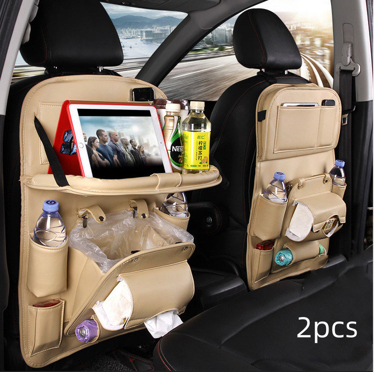 Luxury PU Leather Car Seat Back Organizer – Waterproof Storage