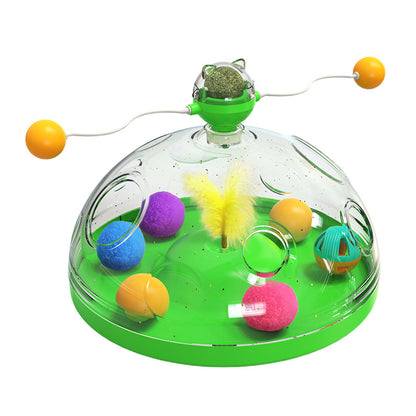 Funny Cat Toy Turntable – Luminous Ball, Catnip, Educational & Interactive