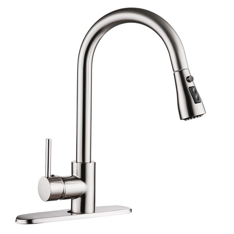Pull Out Brushed Copper Kitchen Sink Faucet Hot & Cold