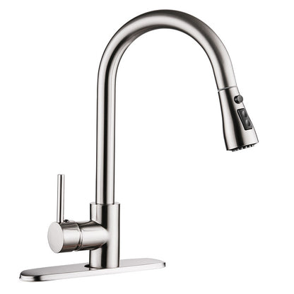 Pull Out Brushed Copper Kitchen Sink Faucet Hot & Cold