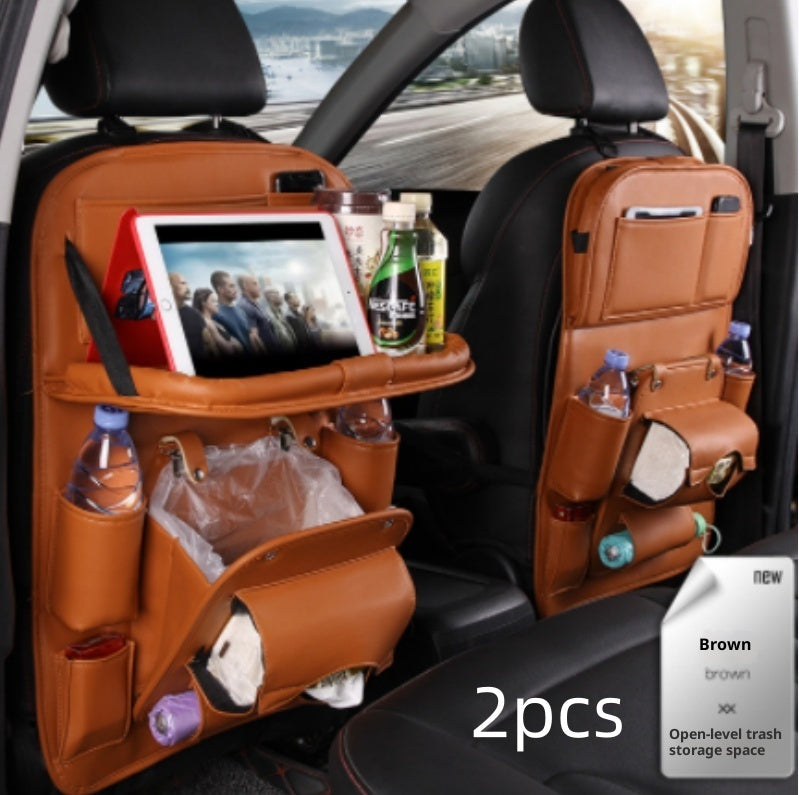 Luxury PU Leather Car Seat Back Organizer – Waterproof Storage