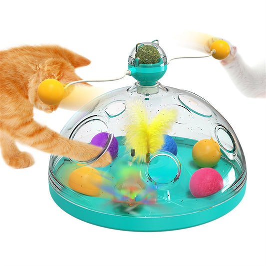 Funny Cat Toy Turntable – Luminous Ball, Catnip, Educational & Interactive