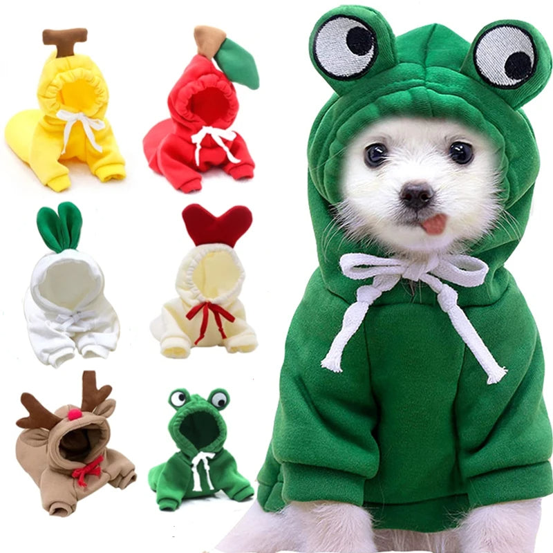 Cute Fruit Hoodie for Small Dogs – Warm Winter Fleece Pet Coat for Puppies & Cats