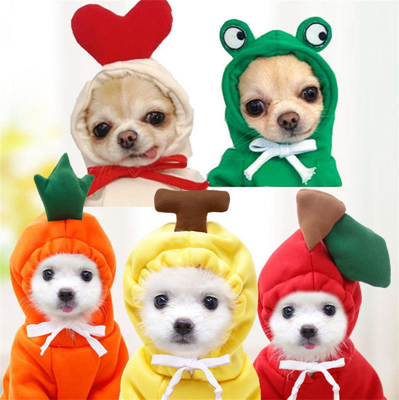 Cute Fruit Hoodie for Small Dogs – Warm Winter Fleece Pet Coat for Puppies & Cats