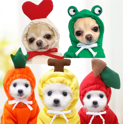 Cute Fruit Hoodie for Small Dogs – Warm Winter Fleece Pet Coat for Puppies & Cats