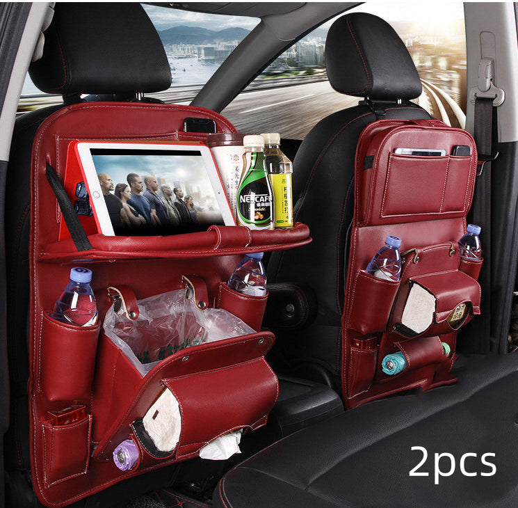 Luxury PU Leather Car Seat Back Organizer – Waterproof Storage
