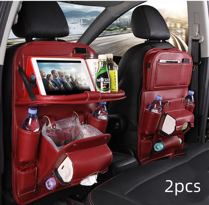 Luxury PU Leather Car Seat Back Organizer – Waterproof Storage