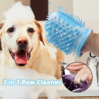 2-in-1 Dog Paw Cleaner Cup – Portable Soft Bristle Pet Foot Washing & Cleaning Brush