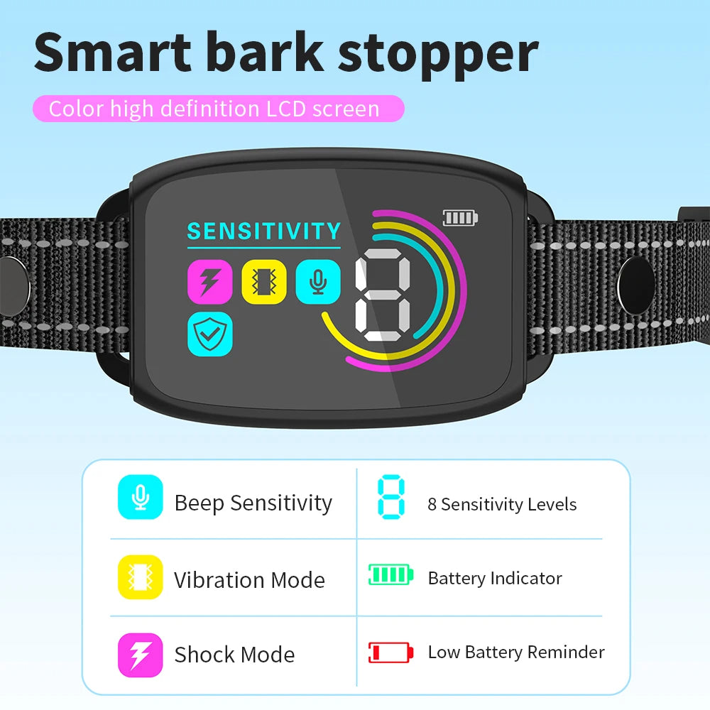 Smart Automatic Anti Bark Dog Collar Rechargeable IP67