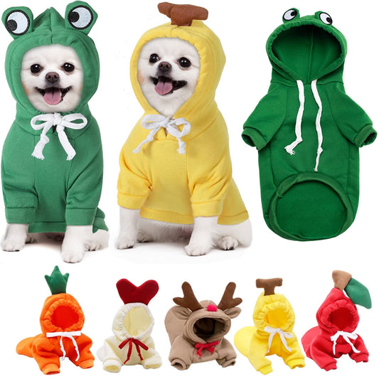 Cute Fruit Hoodie for Small Dogs – Warm Winter Fleece Pet Coat for Puppies & Cats