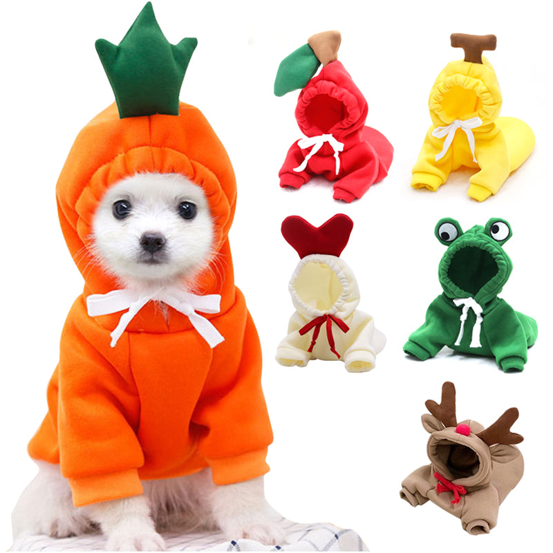 Cute Fruit Hoodie for Small Dogs – Warm Winter Fleece Pet Coat for Puppies & Cats