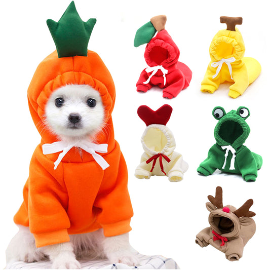 Cute Fruit Hoodie for Small Dogs – Warm Winter Fleece Pet Coat for Puppies & Cats