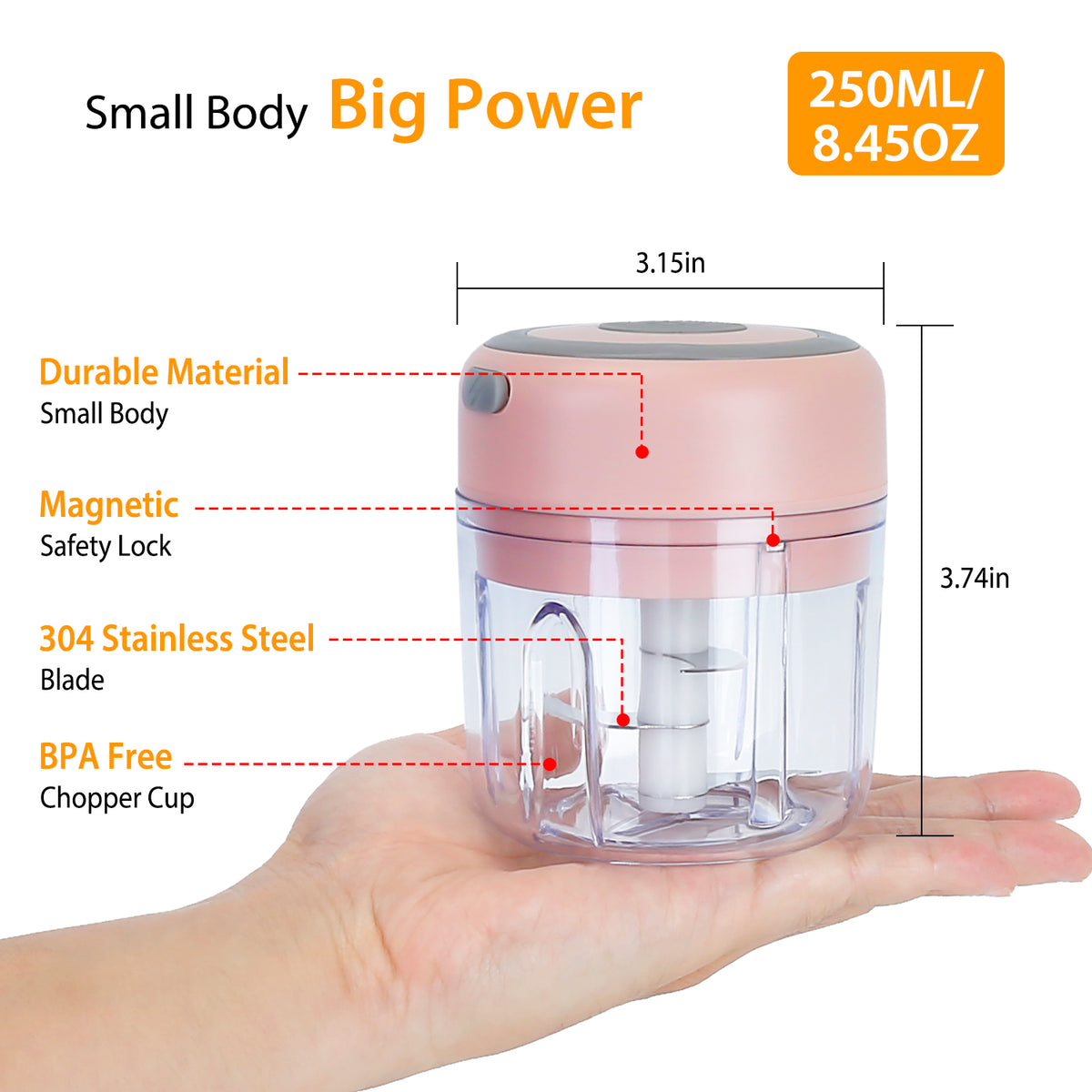 Mini Electric Garlic & Food Chopper  Cordless & Rechargeable